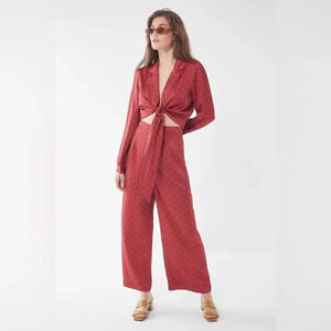 URBAN OUTFITTERS Satin‎ Paisley Wide Leg Pant in Red Rouge *NO TOP*